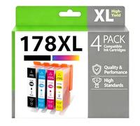 Paquete de 5 Cartuchos de Tinta compatibles 178XL para HP - para Photosmart 5510-5520 6510-6520 7510-7515 B109a B109n B110a Pro B8553 Plus B209a B210a,BK
