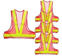 Paquete de 5 chalecos de alta visibilidad unisex sin mangas de alta visibilidad, reflectante, seguridad y uso de emergencia para trabajos al aire libre, correr, caminar, ciclismo, trotar, color rojo