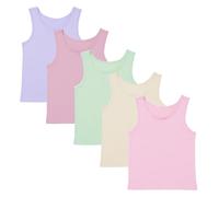 Paquete de 5 chalecos sin mangas para niñas, 100% algodón, color blanco pastel, talla 2-12 años, Surtido, 12-13 Años