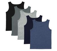 Paquete de 5 chalecos sin mangas para niños, 100% algodón, color blanco, talla 2-13 años, Surtido, 6-7 años