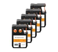 Paquete de 5 cintas de etiquetas de repuesto para 1868767 A1868767 Negro sobre naranja Cinta de vinilo autoadhesiva industrial multiuso 19 mm x 7 m Compatible con DYMO XTL-300 XTL-500