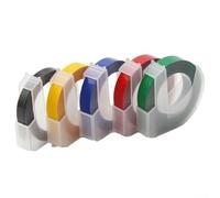 Paquete de 5 cintas de grabado en relieve 3D de 9 mm compatibles con Omega Home y para etiquetadora Motex, rollos de repuesto de vinilo fluorescente para manualidades de oficina
