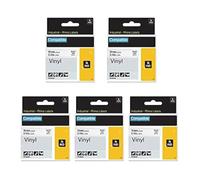 Paquete de 5 cintas de vinilo permanentes DYMO Rhino 18445 de 3/4 pulgadas, compatibles con DYMO Rhino 5200 4200 5000 6000 rotuladores industriales, color negro sobre blanco, 19 mm x 5,5 m