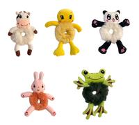 Paquete de 5 coleteros de pelo de felpa de animales de dibujos animados para niñas y adolescentes, lazos elásticos suaves para el pelo, tocado decorativo
