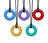 Paquete de 5 collares masticables de silicona con forma de dona, juguetes sensoriales para masticar para niños con autismo, TDAH, necesidades de morder, mordedores masticables para bebés autistas y