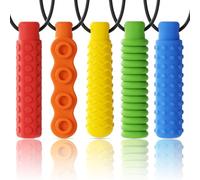 Paquete de 5 collares sensoriales masticables para niños con autismo, TDAH, SPD, ansiedad por mordeduras, necesidades especiales, dentición de silicona de grado alimenticio, masticable para niños