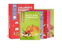 Paquete de 5 cuadernos mágicos ranurados para práctica de escritura para niños, reutilizables, se aplican a aulas de escuela en casa (juego de cinco libros)