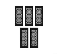 Paquete de 5 cubiertas de ventilación de aluminio de 300 x 80 mm para rejilla de aire de gabinete de cocina con diseño floral fuerte succión conducto montado en la pared campana marrón (negro)