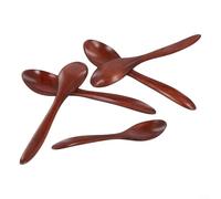 Paquete de 5 cucharas de madera natural diseñadas para remover líquidos calientes y manipular alimentos sin transferir ni sabores a platos o utensilios de cocina