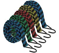 Paquete de 5 cuerdas elásticas con ganchos resistentes de 6.6 pies de largo, correas elásticas para equipaje, correas elásticas planas antideslizantes para equipaje, camping, portaequipajes, carga en