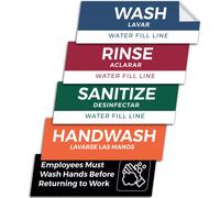 Paquete de 5 etiquetas adhesivas impermeables para lavar, enjuagar y desinfectar el fregadero, 3 unidades