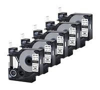 Paquete de 5 etiquetas de tubo termorretráctiles Dymo Rhino 18055, 1/2 pulgadas x 4.9 pies, 12 mm, 1.5 m, funciona con DYMO Rhino 4200 5200 6000 etiquetadoras industriales, 18055 cinta de etiquetas