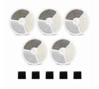 Paquete de 5 filtros de fuente de agua 3.0 para mascotas y gatos, aptos para Petkit Eversweet Solo, Solo SE, 2S, 3 y 3 Pro, diseño ecológico sin pegamento, filtración de 4 capas, 30% más de carbón