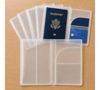 Paquete de 5 fundas impermeables para pasaporte, 5 x 4 pulgadas, protector de tarjeta de identificación de PVC transparente con múltiples ranuras para hombres y mujeres, plástico a prueba de polvo