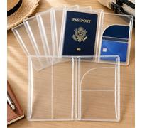 Paquete de 5 fundas impermeables para pasaporte, 5 x 4 pulgadas, protector de tarjeta de identificación de PVC transparente con múltiples ranuras para hombres y mujeres, plástico a prueba de polvo