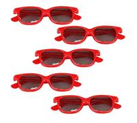 Paquete de 5 gafas 3D polarizadas circulares pasivas rojas para niños, marco ABS, 130 x 120 x 37 mm, para televisores 3D