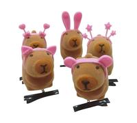 Paquete de 5 horquillas para el pelo de dibujos animados Capybaras de felpa, adorno de pelo de moda, adecuado para estudiantes y mujeres jóvenes