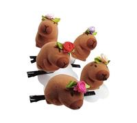 Paquete de 5 horquillas para el pelo de dibujos animados Capybaras de felpa, adorno de pelo de moda, adecuado para estudiantes y mujeres jóvenes