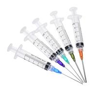 Paquete de 5 jeringas de llenado de tinta de 5 ml Luer Lock de plástico con punta de aguja roma Platic de 1.5 pulgadas para pegamento líquido, tinta de aceite