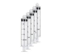 Paquete de 5 jeringas Luer Lock de 20 ml, jeringas de plástico de 20 ml con punta Luer Lock sin aguja para laboratorio científico