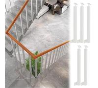 Paquete de 5 Kits de Barandilla de Escalera Pasamanos de Metal Ajustables A 270° con Base de Soporte Plano,Postes de Balaustre Cuadrados para Terraza,Montaje Lateral(Size:95cm/37.4in,Color:Blanco)