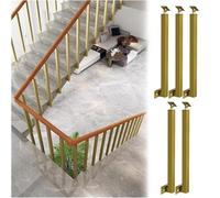 Paquete de 5 Kits de Barandilla de Escalera Pasamanos de Metal Ajustables A 270° con Base de Soporte Plano,Postes de Balaustre Cuadrados para Terraza,Montaje Lateral(Size:95cm/37.4in,Color:Oro)