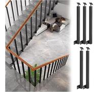 Paquete de 5 Kits de Barandilla de Escalera Pasamanos de Metal Ajustables A 270° con Base de Soporte Plano,Postes de Balaustre Cuadrados para Terraza,Montaje Lateral(Size:75cm/29.5in,Color:Negro)