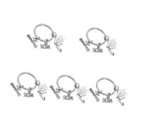 Paquete de 5 llaveros de temporada de graduación 2024, llavero colgante para graduados, de graduación, estéticos, plata, 5 x 2,70 x 0,20 cm, Silver, 5.00X2.70X0.20CM