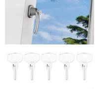 Paquete de 5 llaves de mango para manijas de bloqueo Hoppe UPVC, compatible con código de llave 1323, construcción de aleación, acabado plateado, hardware para el hogar