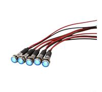 Paquete de 5 luces indicadoras de metal de 8 mm LED de 12 V con cabeza plana y certificación impermeable aptas para varios dispositivos (azul)