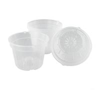 Paquete de 5 macetas de plástico transparente para orquídeas diseñadas para epífitas con énfasis en el flujo de aire, drenaje e inspección visual de raíces (mediano)