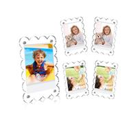 Paquete de 5 Marcos de Fotos Magnéticos con Borde Ondulado para Refrigerador, 2.36 X 3.54 Pulgadas, Imán de Acrílico para Refrigerador