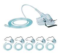 Paquete de 5 máscaras de oxígeno con tubo de 6.6 pies y correa elástica ajustable - Pediátrico alargado tamaño M