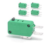 Paquete de 5 microinterruptores de límite con certificación UL, microinterruptor momentáneo a presión, 16 A, 125/250 V CA, 12 V CC SPDT 3 pines 1NO/1NC, interruptor de límite para microondas, horno