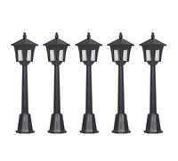 Paquete de 5 mini lámparas de calle en miniatura, modelo de tren de ferrocarril, lámpara negra, lámpara de canal para decoración de casa de muñecas, accesorios de iluminación de jardín de hadas en