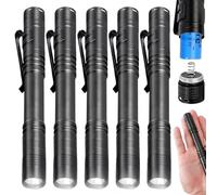 Paquete de 5 mini linternas LED impermeables de 200 lúmenes - Regalo de invitado - Para exteriores, camping, senderismo, reparación, emergencias - 2 pilas AAA (no incluidas)