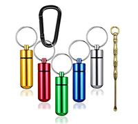 Paquete de 5 mini viales de metal impermeables de aluminio para medicamentos, pastillero portátil de primeros auxilios para acampar al aire libre, viajes, multicolor.