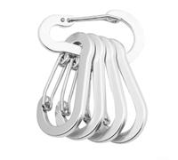 Paquete de 5 mosquetones de aleación de aluminio para fijar objetos pequeños a bolsas, cinturones y equipo al aire libre cómodamente (plateado)
