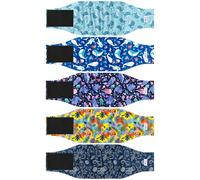 Paquete de 5 pañales para perros machos, reutilizables, bandas para el vientre de alta calidad para perros, envolturas de orina para perros machos en incontinencia o micción emocionante, Hawaii XL