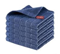 Paquete de 5 paños de cocina de algodón de 12 x 12 pulgadas, trapos de cocina a cuadros suaves y absorbentes para lavar platos y limpiar, toallas de limpieza lavables a máquina en varios colores (azul