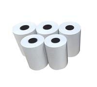 Paquete De 5 Papel termico 57x40, 57 mm x 40 mm para todos los Datafonos y TPV, sumadoras y basculas, 57 x 40 x 12 mm, Color Blanco (Pack 5 Rollos)
