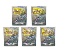 Paquete de 5 paquetes de fundas para tarjetas de tamaño estándar de 100 unidades de Dragon Shield Classic Clear