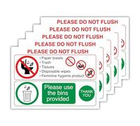Paquete de 5: pegatinas de vinilo autoadhesivas con texto en inglés "Please Do Not Flush Ware" (148 mm x 210 mm)