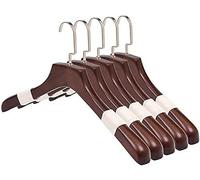 Paquete De 5 Perchas De Madera Maciza Perchas para Ropa De Abrigo con Cuerda De Cáñamo Antideslizante Y Muescas Perchas Extra Anchas para Engrosar Los Hombros De 3 Cm,A,38cm