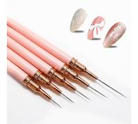 Paquete de 5 pinceles para uñas de gel, lima de uñas, juego de brochas finas para el diseño de uñas, juego de brochas de esmalte de uñas, pincel fino para manicura, juego de pinceles de uñas delgados