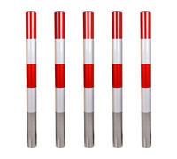 Paquete de 5 postes seguros rojos para estacionamiento, 100 x 7,6 cm, control de tráfico y mejoras industriales