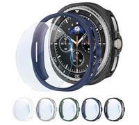 Paquete de 5 protectores de pantalla de policarbonato duro + fundas para Samsung Galaxy Watch 8 Classic de 46 mm, protección completa, antiarañazos, protector de pantalla de vidrio templado