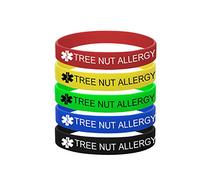 Paquete de 5 pulseras de identificación de alerta médica grabadas personalizadas, joyería para alergias a alimentos, medicamentos, 100% goma de silicona, pulsera de identificación de superviviente