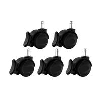 (Paquete de 5) Rueda giratoria de 2 Pulgadas con Tornillo M10 x 22 mm para Silla de Oficina o de hogar, polea para Silla de computadora, Accesorios para Ruedas (Negro con Freno)