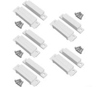 Paquete de 5 sensores magnéticos de alarma de ventana con cable para garaje, tienda, seguridad, normalmente abierto, puerta cerrada, detector de contacto blanco (B)